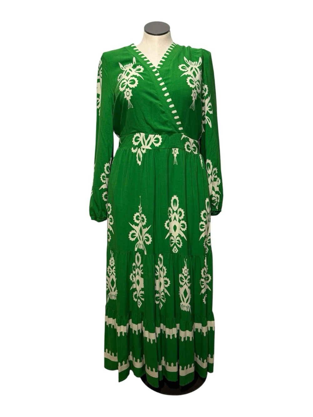 Pretty Garden Women's Green Printed Long Sleeve Maxi Dress size extra large